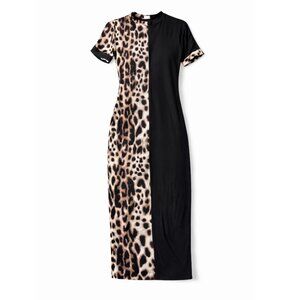 [NWOT] Win Win - Leopard Print Color Block Maxi Dress - Size Small